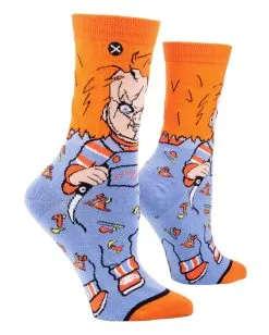 Good Guys Chucky Die Mörderpuppe Damen Socken -Attrappen Verkäufe 2023 chucky die moerderpuppe good guys damen socken childs play chucky good guy woman socks geschenk horror fan 52362 3