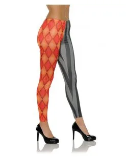 Kostüm Leggings Harlekin Rot-schwarz