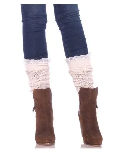 Beige Stricksöckchen Mit Spitze