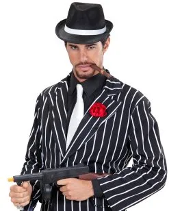 Mafia Killer Hut Mit Weißem Band -Attrappen Verkäufe 2023 gangster hut mit weissem hutband mafia hut gangster hat 20er jahre kostuemzubehoer 29353 3