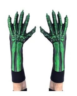 Grüne Skelett Handschuhe UV Aktiv