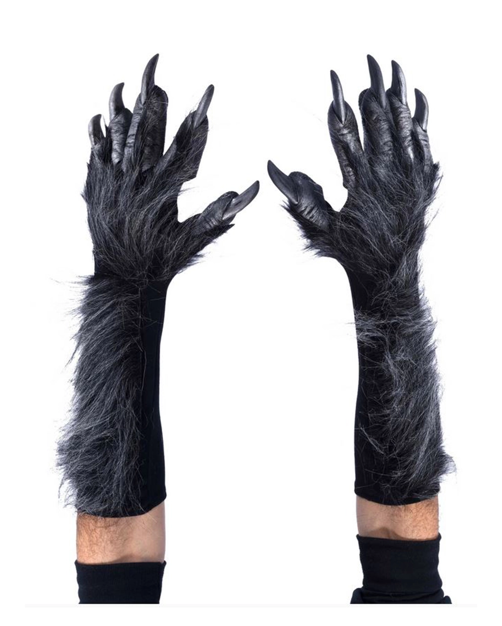 Graue Werwolf Handschuhe Mit Kunstfell Deluxe 1 Graue Werwolf Handschuhe Mit Kunstfell Deluxe