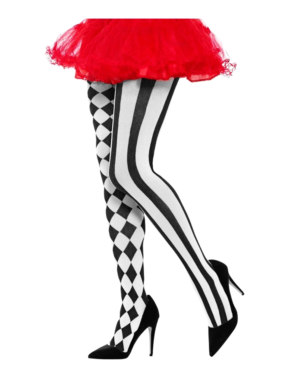 Schwarz-weiße Harlekin Strumpfhose Economy 1 Schwarz-weiße Harlekin Strumpfhose Economy