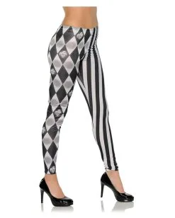 Kostüm Leggings Harlekin Schwarz-weiß