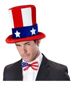 Uncle Sam Zylinder -Attrappen Verkäufe 2023 horrorshop com mr usa zylinder usa zylinder faschingshuete karnevalshuete lustige kopfbedeckung bild3 26981