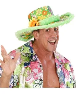 Bunter Hippie Hut Mit Blume -Attrappen Verkäufe 2023 ibiza hut mit pluesch gruen hippie hut faschingshut karnevalshut 29359 3