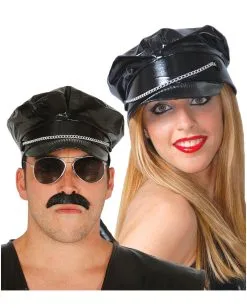 Schwarze Rocker Schirmmütze