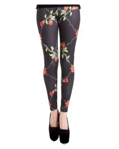 Schwarze Rosen Stacheldraht Leggings