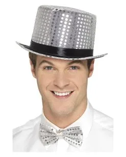 Silberner Pailletten Zylinder