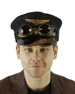 Pilotenmütze Steampunk Mit Fliegerbrille