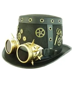 Steampunk Hut Mit Fliegerbrille -Attrappen Verkäufe 2023 steampunk zylinder mit fliegerbrille steampunk hut steampunk kostuem kostuem zubehoer kostuem accessoires 53418 1