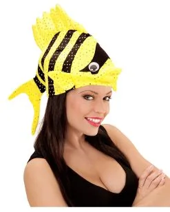 Exotischer Fischhut Gelb -Attrappen Verkäufe 2023 tropischer fischhut gelb faschingshut karnevalshut festival hut lustige kopfbedeckung 29434 4